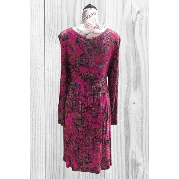 Anne Giorgio Dress Size Small Rayon Fall Red Gold‎ Long Sleeve Scoop Neck Drapey - Picture 5 of 10